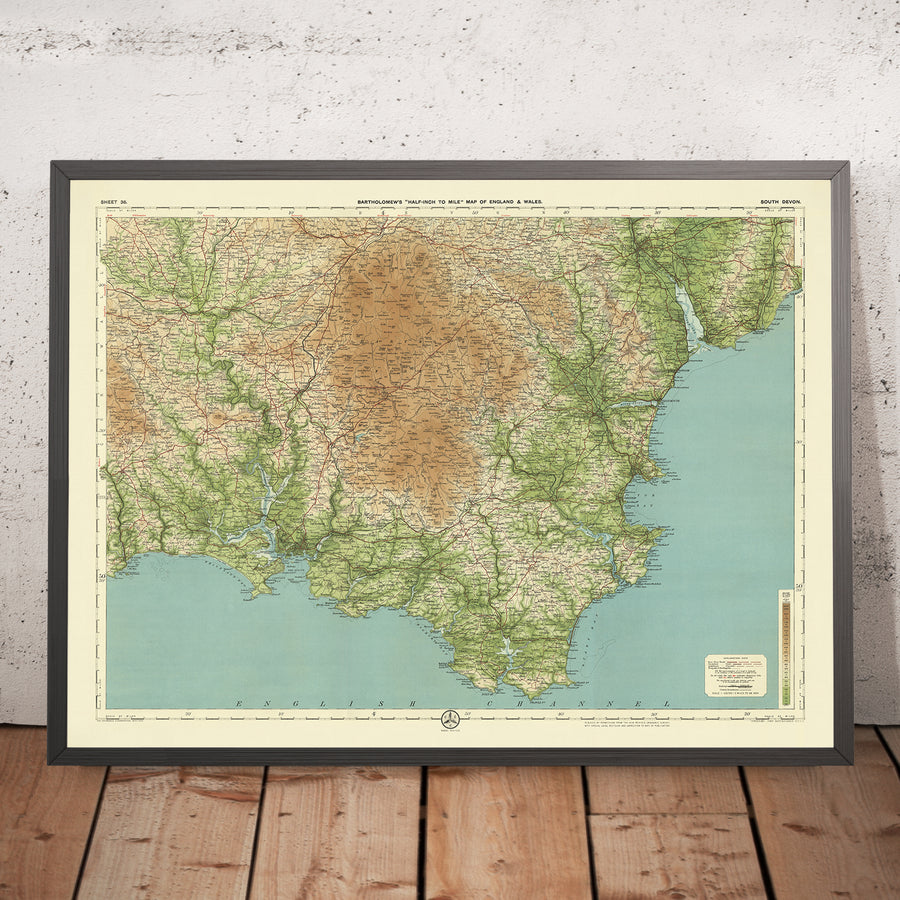 Antiguo mapa OS del sur de Devon por Bartholomew, 1901: Exeter, Torquay, Dartmoor, Estuario de Exe, Punto de inicio, Torbay