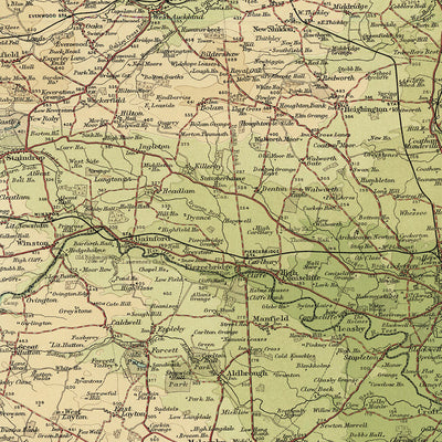 Ancienne carte OS de Durham, comté de Durham par Bartholomew, 1901 : Durham, Sunderland, River Tees, Pennine Hills, High Force, Mer du Nord