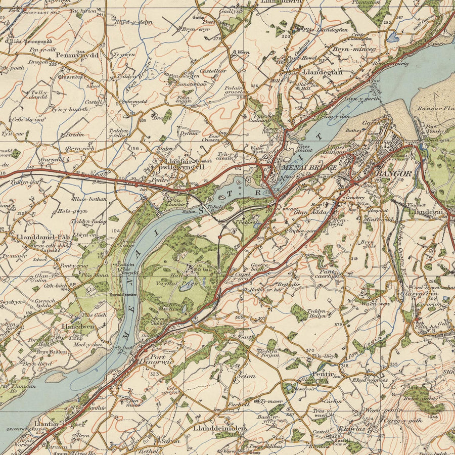 Old Ordnance Survey Map, Sheet 41 - Anglesey, 1925: Bangor, Caernarfon, Holyhead, Amlwch, Beaumaris