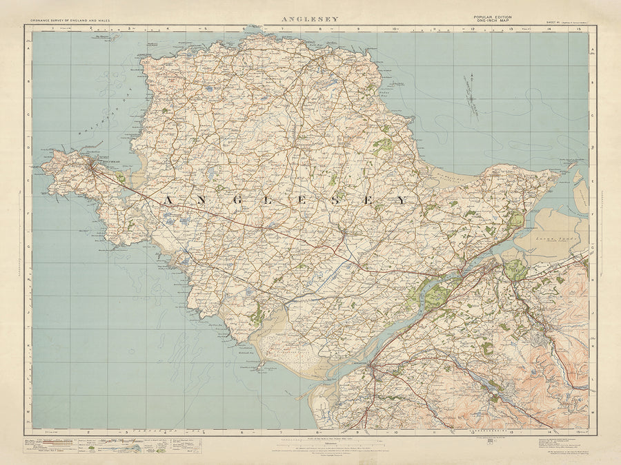 Old Ordnance Survey Map, Sheet 41 - Anglesey, 1925: Bangor, Caernarfon, Holyhead, Amlwch, Beaumaris