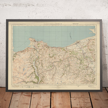 Carte Old Ordnance Survey, feuille 42 - Llandudno & Denbigh, 1925 : Colwyn Bay, Llanwrst, Rhyl, Conwy, Gwydir Forest Park