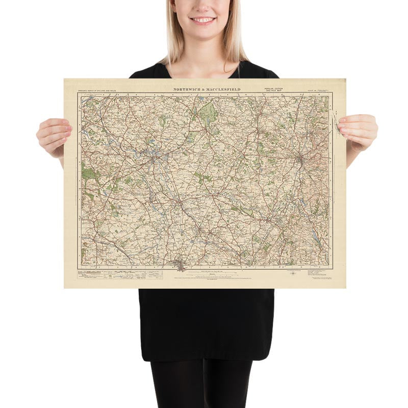 Old Ordnance Survey Map, Sheet 44 - Northwich & Macclesfield, 1925: Knutsford, Crewe, Macclesfield, Wilmslow, Winsford