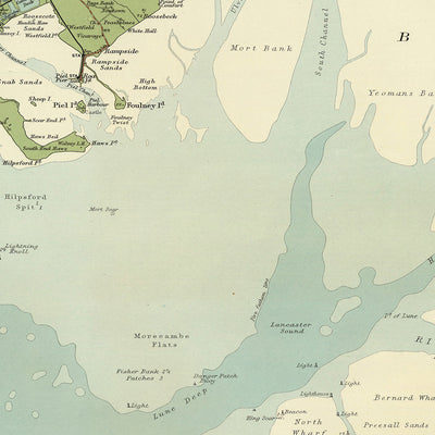 Old OS Map of North Lancashire & Isle of Man by Bartholomew, 1901: Lancaster, Douglas, Morecambe, Snaefell, Blackpool, Blackburn