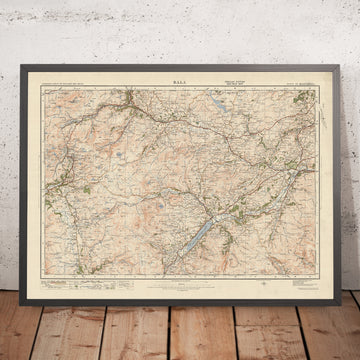 Carte Old Ordnance Survey, feuille 50 - Bala, 1925 : Corwen, Blaenau Ffestiniog, Trawsfynydd, parc forestier Coed y Brenin, parc national d&