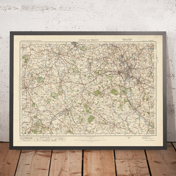 Alte Ordnance Survey-Karte, Blatt 52 - Stoke on Trent, 1925: Newcastle-under-Lyme, Crewe, Nantwich, Whitchurch, Market Drayton 