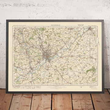 Mapa de Old Ordnance Survey, hoja 54 - Nottingham, 1925: Ilkeston, Heanor, Long Eaton, Newark-on-Trent, Southwell