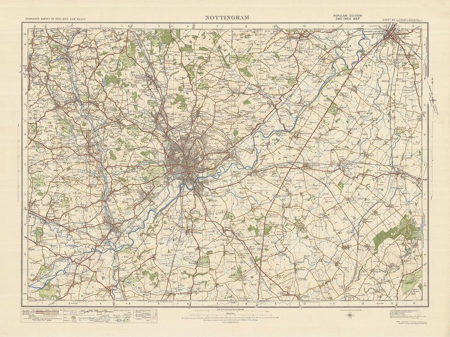 Old Ordnance Survey Map, Sheet 54 - Nottingham, 1925: Ilkeston, Heanor, Long Eaton, Newark-on-Trent, Southwell