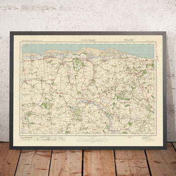 Alter Ordnance Survey Karte, Blatt 57 - Fakenham, 1925: Holt, Burnham Market, Little Walsingham, Briston, Norfolk Coast AONB 