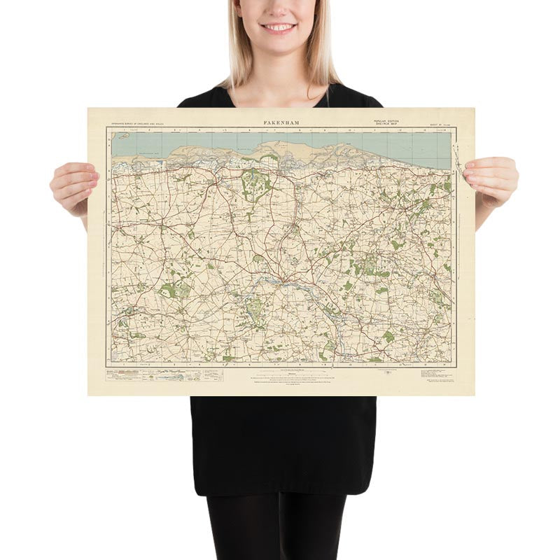 Old Ordnance Survey Map, Sheet 57 - Fakenham, 1925: Holt, Burnham Market, Little Walsingham, Briston, Norfolk Coast AONB