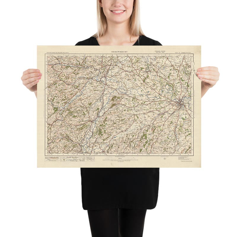 Old Ordnance Survey Map, Sheet 60 - Shrewsbury, 1925: Welshpool, Llanfyllin, Llanrhaeadr-ym-Mochnant, Llanfair Caereinion, Shropshire Hills AONB