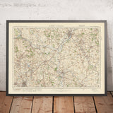 Alte Ordnance Survey-Karte, Blatt 62 - Burton & Walsall, 1925: Cannock, Lichfield, Tamworth, Rugeley, Cannock Chase AONB 
