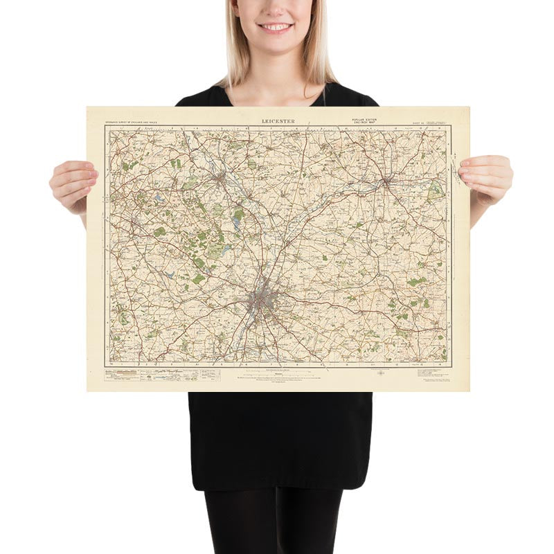 Old Ordnance Survey Map, Sheet 63 - Leicester, 1925: Loughborough, Coalville, Melton Mowbray, Wigston, Shepshed