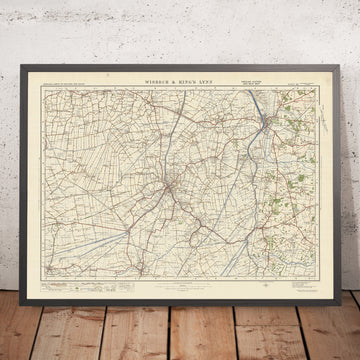 Mapa de Old Ordnance Survey, hoja 65 - Wisbech & Kings Lynn, 1925: Downham Market, Long Sutton, Holbeach, Outwell, River Great Ouse