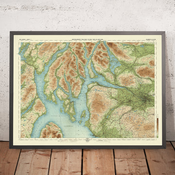 Mappa OS antica di Glasgow e Clyde di Bartholomew, 1901: Loch Lomond, Firth of Clyde, Alpi di Arrochar, Trossachs, Castello di Dumbarton 