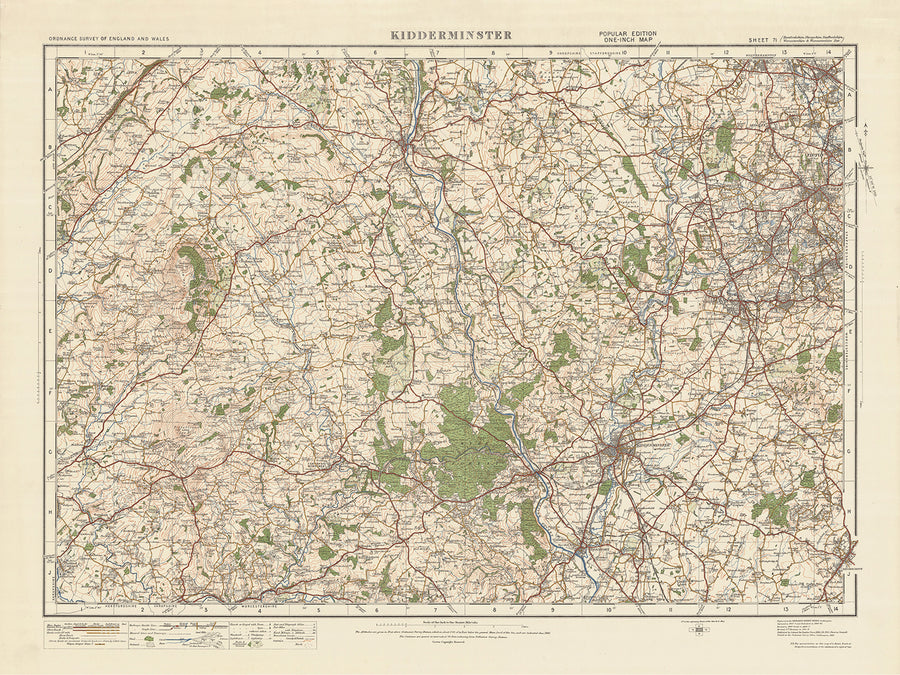 Old Ordnance Survey Map, Sheet 71 - Kidderminster, 1925: Dudley, Stourbridge, Stourport-on-Severn, Bridgnorth, Wyre Forest National Nature Reserve
