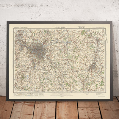 Mapa de Old Ordnance Survey, hoja 72 - Birmingham, 1925: Coventry, Nuneaton, Solihull, Kenilworth, West Bromwich