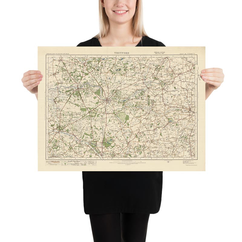 Old Ordnance Survey Map, Sheet 76 - Thetford, 1925: Brandon, Mildenhall, Diss, Lakenheath, East Harling