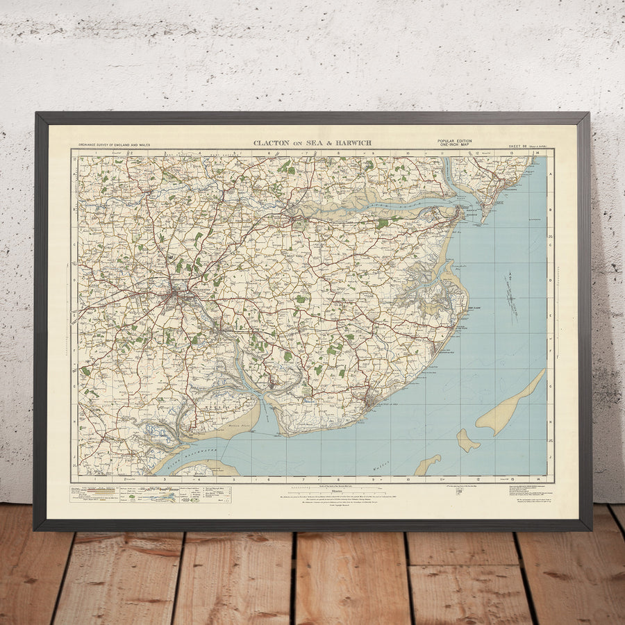 Old Ordnance Survey Map, Sheet 98 - Clacton on Sea & Harwich, 1925: Colchester, Walton-on-the-Naze, Felixstowe, Dedham Vale AONB