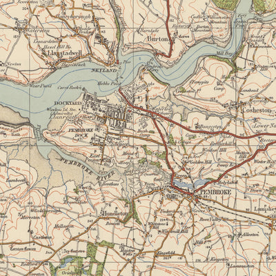 Old Ordnance Survey Map, Sheet 99 - Pembroke & Tenby, 1925: Neyland, Milford Haven, Haverfordwest, Narberth, Pembrokshire Coast National Park
