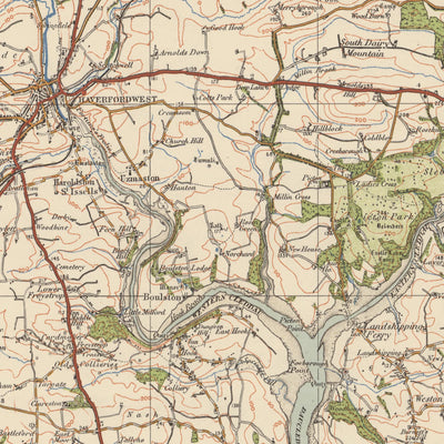 Old Ordnance Survey Map, Sheet 99 - Pembroke & Tenby, 1925: Neyland, Milford Haven, Haverfordwest, Narberth, Pembrokshire Coast National Park
