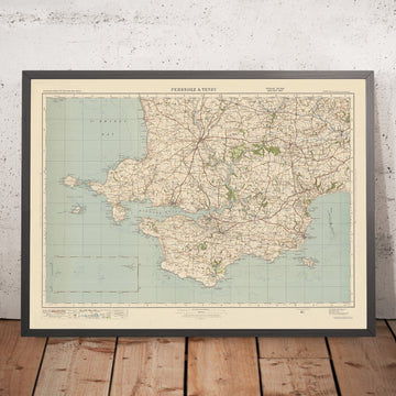 Alte Ordnance Survey-Karte, Blatt 99 - Pembroke & Tenby, 1925: Neyland, Milford Haven, Haverfordwest, Narberth, Pembrokeshire Coast Nationalpark 