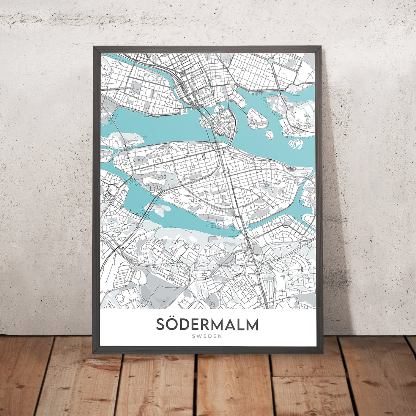 Plan de la ville moderne de Södermalm, Suède : hôtel de ville, Globe Arena, musée ABBA, Djurgården, Skansen