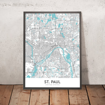Moderner Stadtplan von St. Paul, MN: Como Park, Highland Park, Macalester College, Minnesota State Capitol, Mississippi River