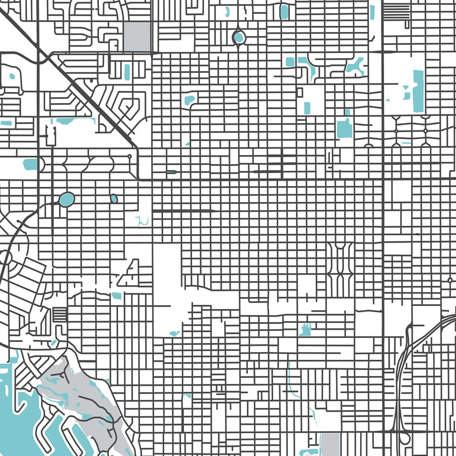Moderne Stadtkarte von St. Petersburg, FL: Crescent Lake, Innenstadt, Old Northeast, Pinellas Point, The Pier 