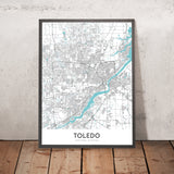 Moderne Stadtkarte von Toledo, OH: Innenstadt, Toledo Museum of Art, I-75, I-80/90, Universität von Toledo 