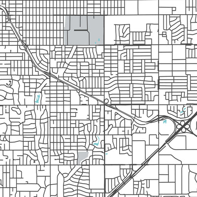 Plan de la ville moderne de Tulsa, OK : centre-ville, zoo de Tulsa, I-44, jardin botanique de Tulsa, centre BOK