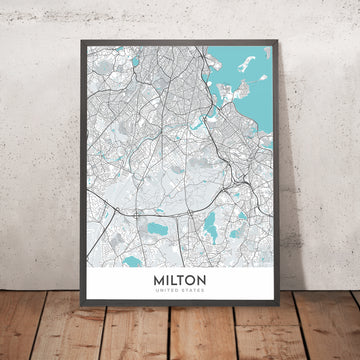 Modern City Map of Milton, MA: Blue Hills Reservation, Cunningham Park, Houghton&