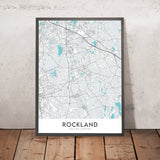 Plan de la ville moderne de Rockland, MA : Hanovre, Union Street, Summer Street, Liberty Street, Reed Street