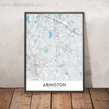 Modern City Map of Abington, MA: Abington Town Hall, Abington Public Library, Route 18, Route 27, Route 58