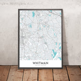 Moderne Stadtkarte von Whitman, MA: Rathaus von Whitman, Whitman-Hanson Regional High School, Route 18, Route 27, Route 106 