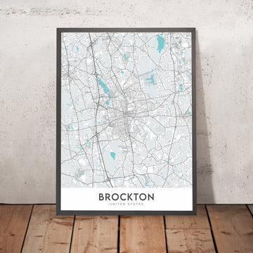 Mapa de la ciudad moderna de Brockton, MA: Estadio Campanelli, Museo Fuller, Colegio Comunitario, Hospital de Brockton, Westgate Mall 