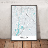 Mappa della città moderna di Berkley, MA: Berkley Common, Dighton Rock State Park, fiume Taunton, fiume Assonet, area di conservazione Myricks 