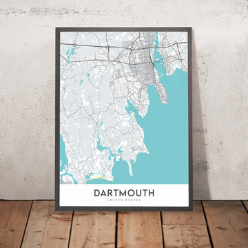 Mappa della città moderna di Dartmouth, MA: Dartmouth Mall, UMass Dartmouth, MA-6, MA-177, MA-138 