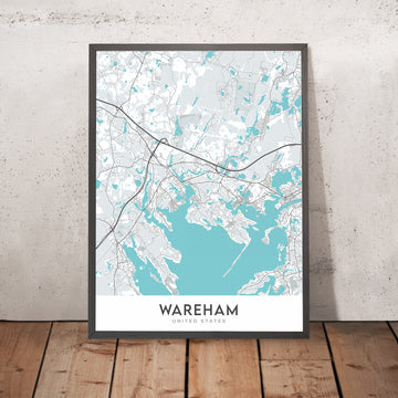 Modern City Map of Wareham, MA: Agawam River, Buttermilk Bay, Great Neck, Little Neck, Long Beach