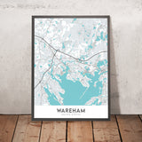 Moderne Stadtkarte von Wareham, MA: Agawam River, Buttermilk Bay, Great Neck, Little Neck, Long Beach 