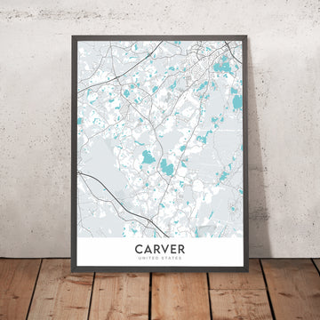 Mappa della città moderna di Carver, MA: Carver Center, Municipio di Carver, MA-58, MA-36, County Road 