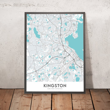 Mappa moderna della città di Kingston, MA: Collezione di Kingston, Silver Lake, Jones River, MA-3A, US-44 