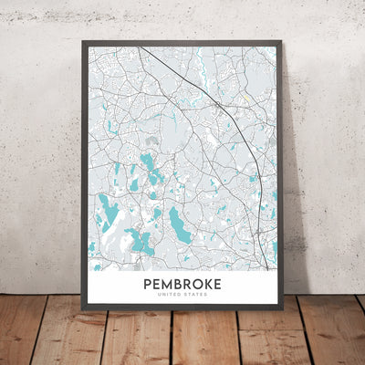 Plan de la ville moderne de Pembroke, MA : Pembroke Center, Bryantville, North Pembroke, West Pembroke, Pembroke Pines