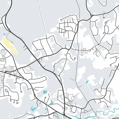 Mapa moderno de la ciudad de Marshfield, MA: Brant Rock Beach, Daniel Webster Estate, Green Harbor Beach, Rexhame Beach, South River