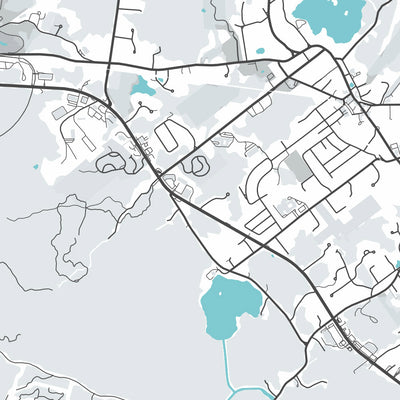 Mapa moderno de la ciudad de Cohasset, MA: Cohasset Village, Sandy Cove, Jerusalem Road, King Street, North Main Street