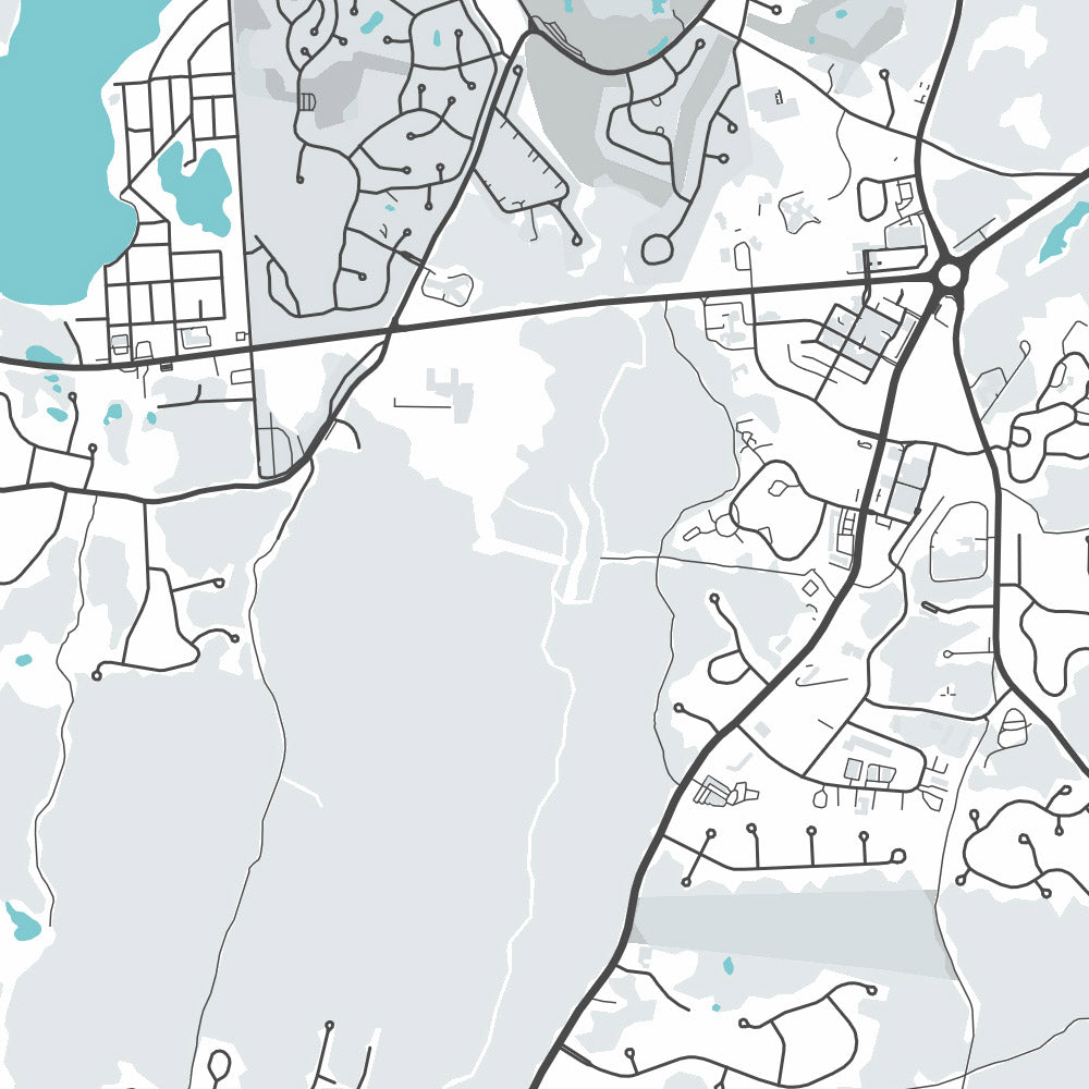 Mapa moderno de la ciudad de Mashpee, MA: Mashpee Commons, Parque Estatal South Cape Beach, Reserva Nacional de Investigación Estuarina de Waquoit Bay, Playa Popponesset, Estanque Santuit