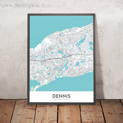 Plan de la ville moderne de Dennis, MA : Dennis Village, East Dennis, Dennis Port, West Dennis, South Dennis