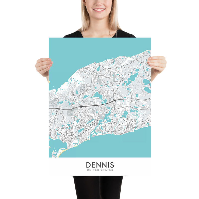 Modern City Map of Dennis, MA: Dennis Village, East Dennis, Dennis Port, West Dennis, South Dennis