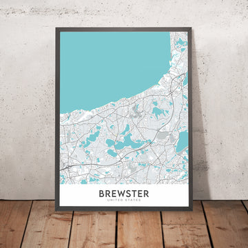 Plan de la ville moderne de Brewster, MA : Cape Cod National Seashore, Nickerson State Park, Route 6A, Route 28, Scargo Lake
