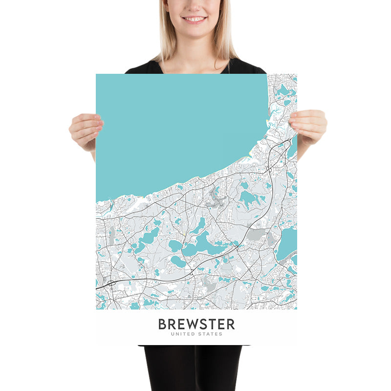 Mapa moderno de la ciudad de Brewster, MA: Cape Cod National Seashore, Nickerson State Park, Ruta 6A, Ruta 28, Scargo Lake
