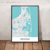 Mapa moderno de la ciudad de Orleans, MA: Nauset Beach, Skaket Beach, Rock Harbor, Pleasant Bay, Cape Cod National Seashore